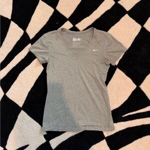 Nike Gray Dri-FIT Women's V-Neck Short Sleeve Tee